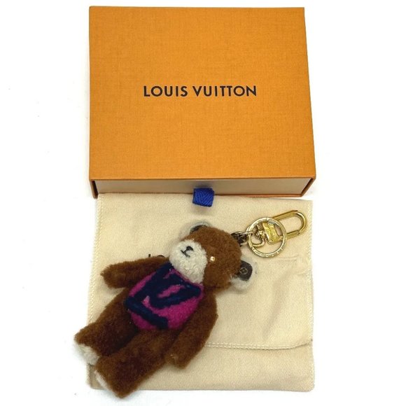 LOUIS VUITTON Porte Cles LV Teddy Bear Bag Charm Key Holder mohair Brown - Picture 2 of 12